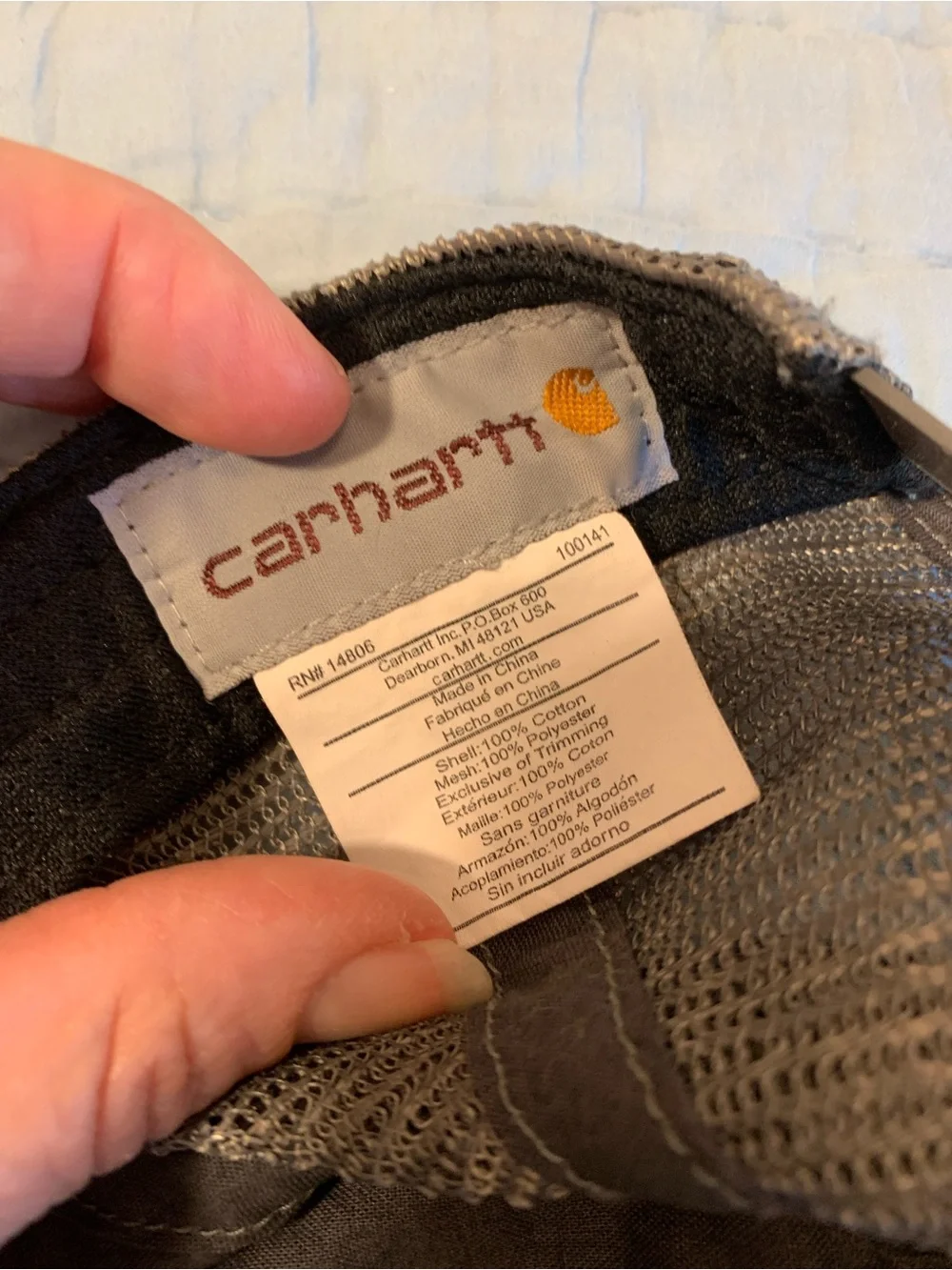 Carhartt Taupe Canvas Mesh-Back Cap with Gold Logo Patch